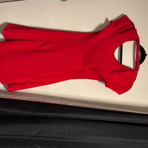 Red Bodycon Mini Dress with Flutter Cap Sleeves